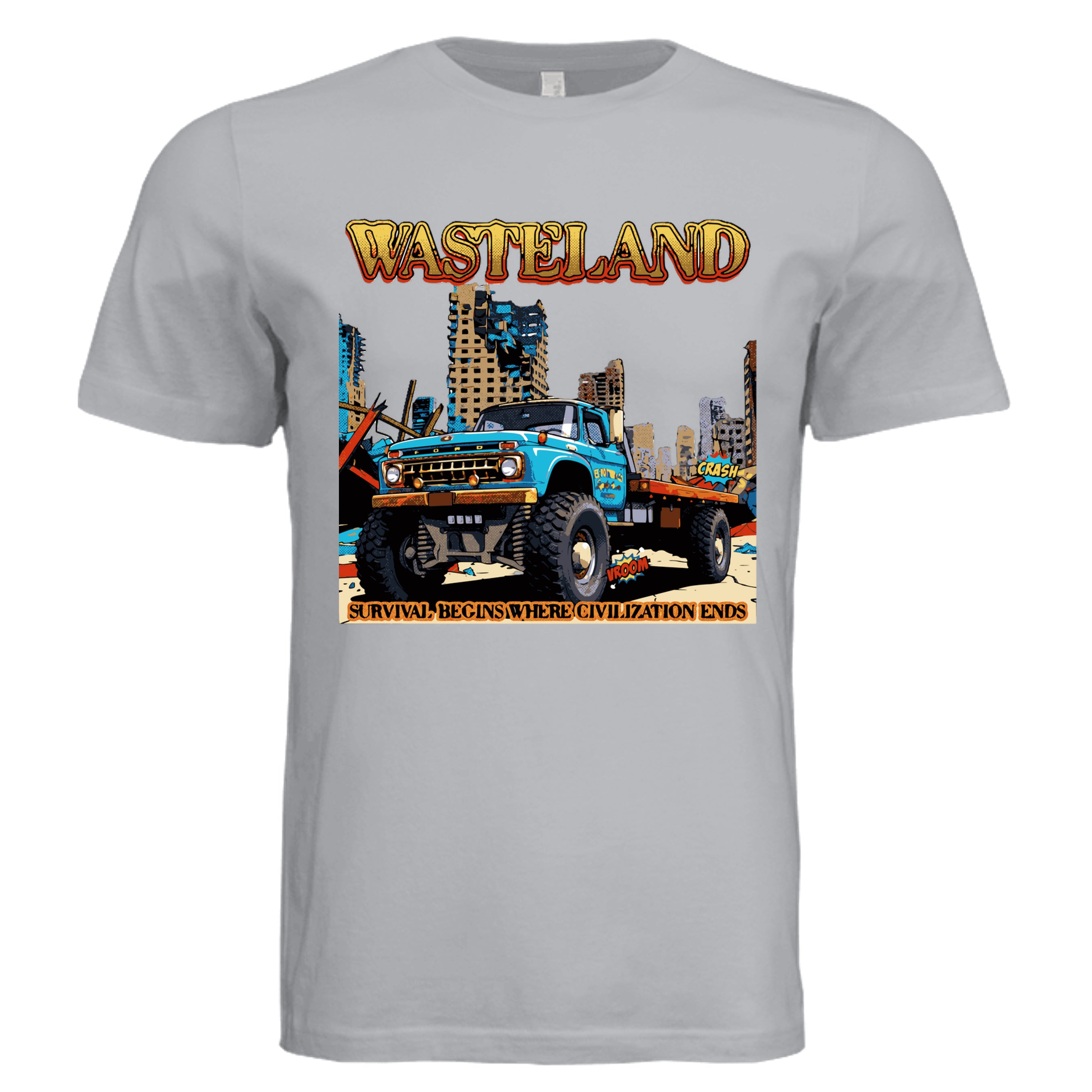 Solid Athletic Grey - Wasteland comic trucker graphic tee — Carz collection by Stu Borncat Creations