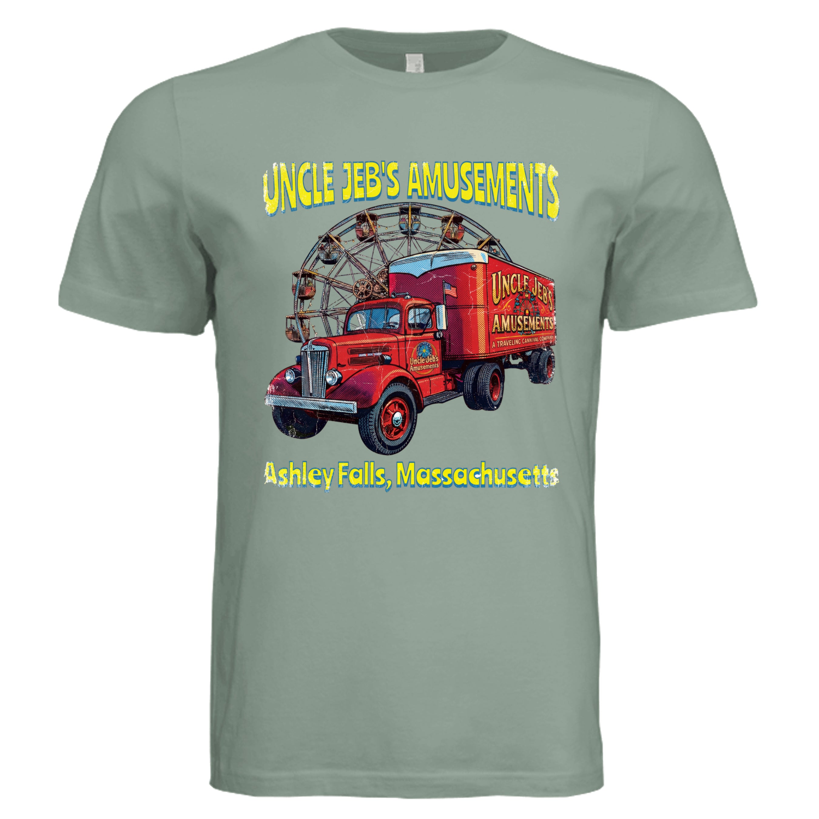 Sage - Uncle Jeb's retro graphic tee — Carz collection by Stu Borncat Creations