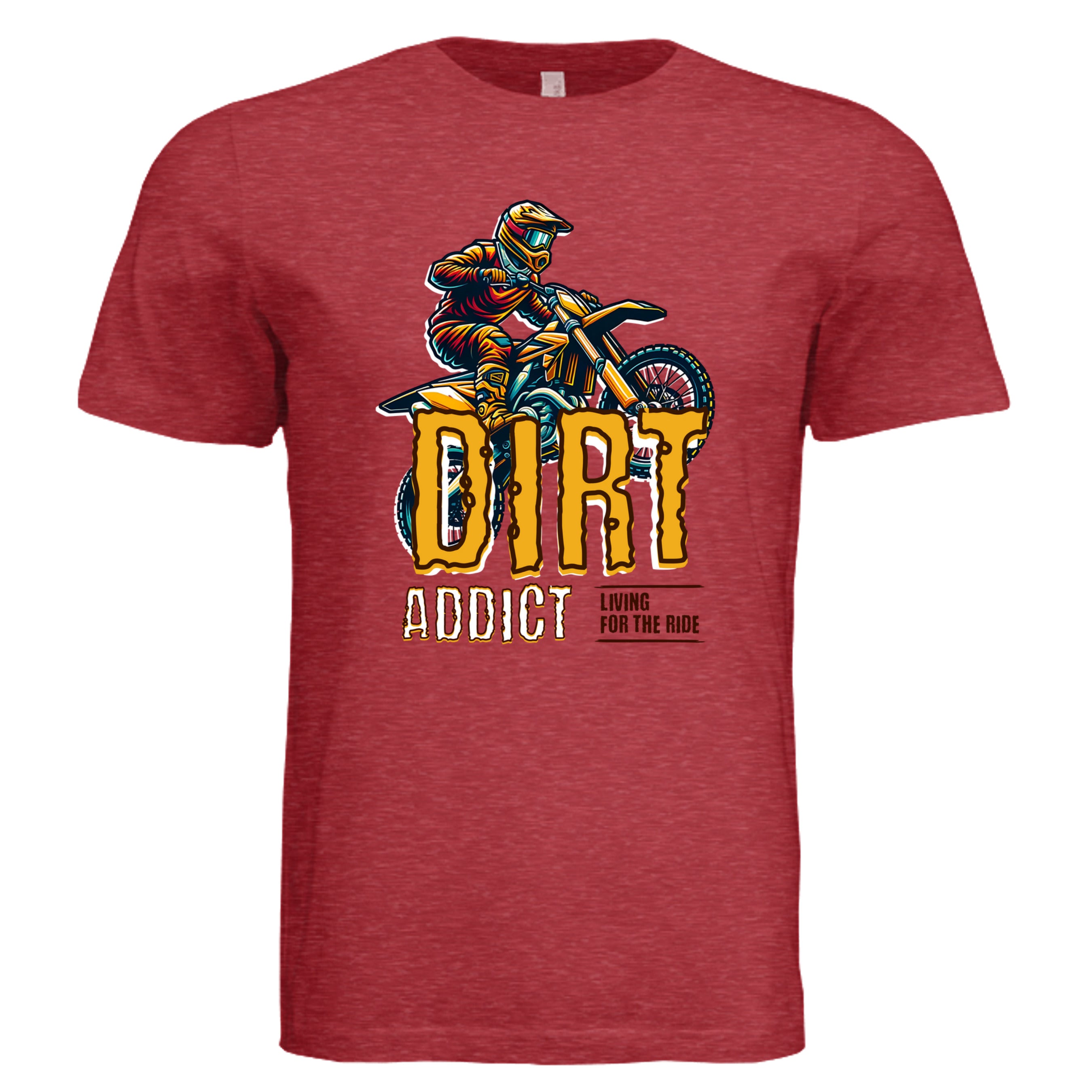 Vintage Red - Dirt Addict graphic biker tee — Carz collection by Stu Borncat Creations