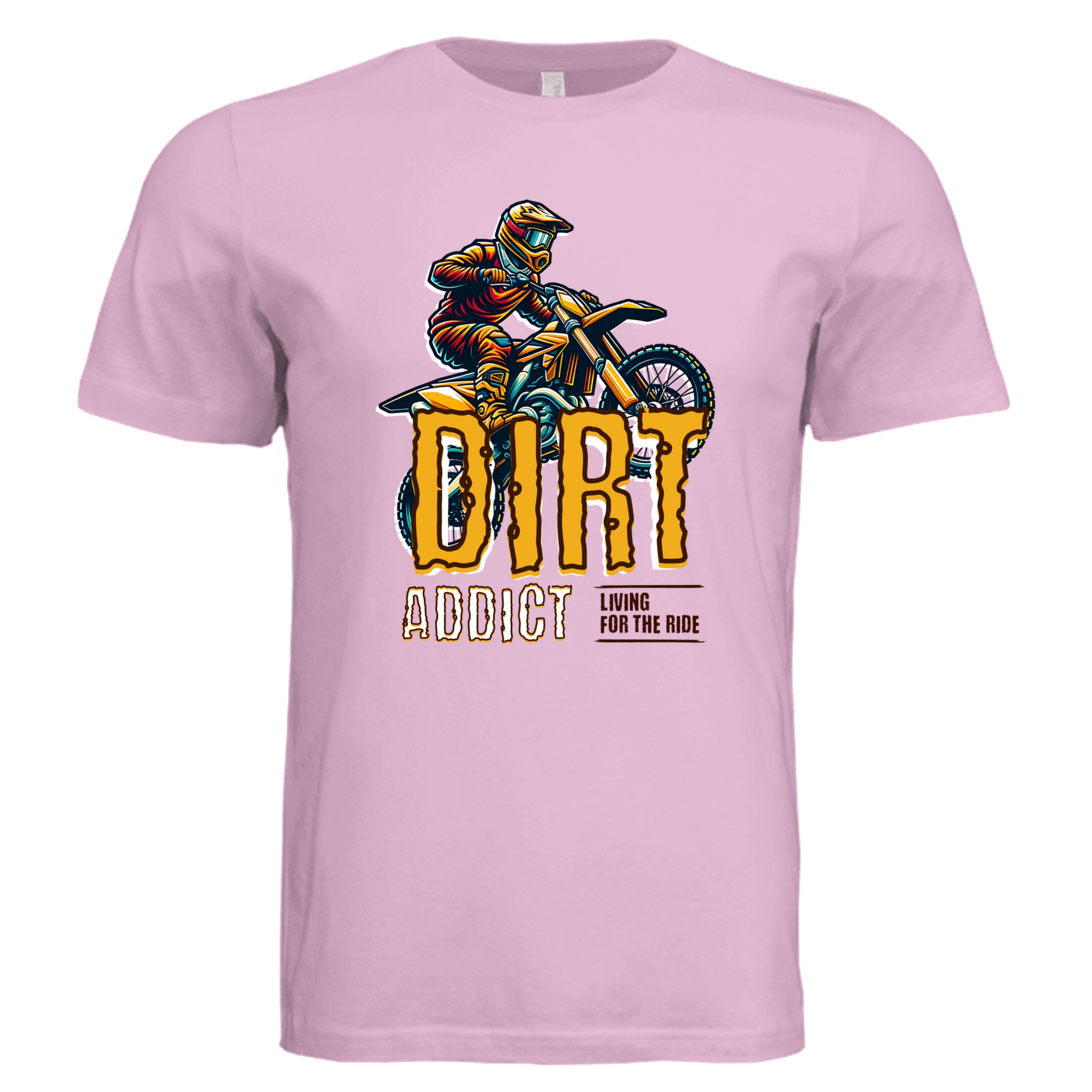 Lilac -  Dirt Addict graphic biker tee — Carz collection by Stu Borncat Creations