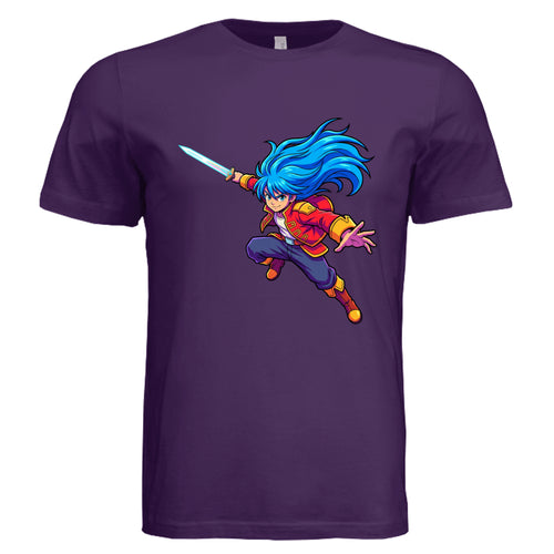 TEAM PURPLE - 3001C - FRONT- Anime graphic t-shirt design 6 — custom DTF print adult tee by Stu Borncat Creations, Berkshire County MA