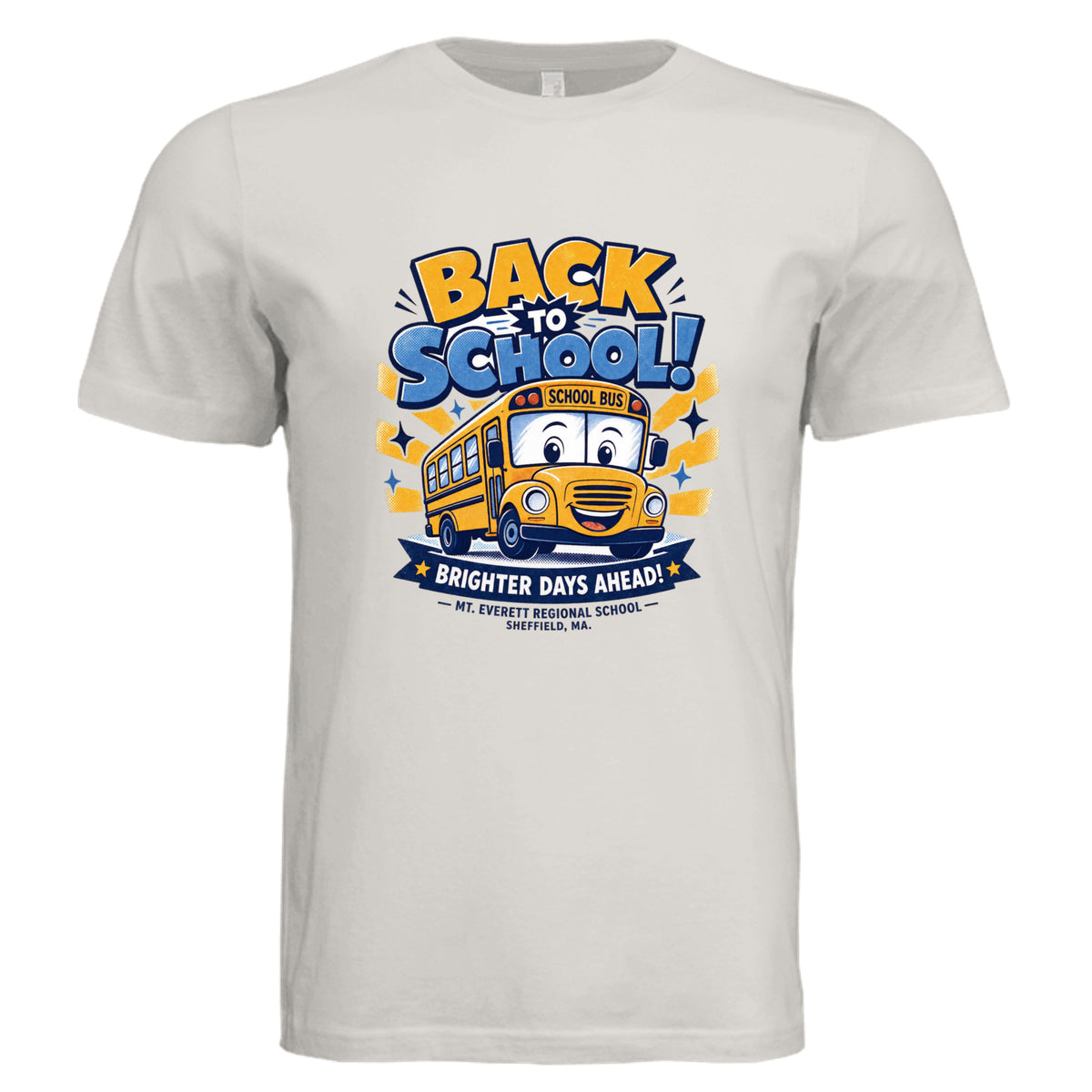 Vintage White - 3001C - FRONT-Mt Everett Eagles Back to School adult graphic t-shirt  — school spirit apparel by Stu Borncat Creations