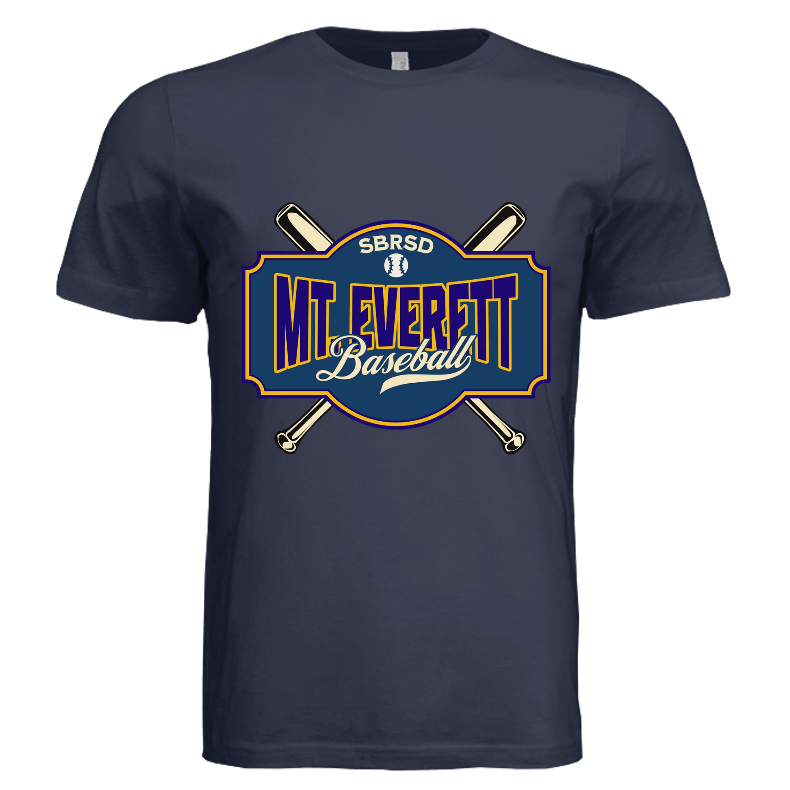 NAVY - 3001C - FRONT-Mt Everett Eagles Baseball adult graphic t-shirt  — school spirit apparel by Stu Borncat Creations