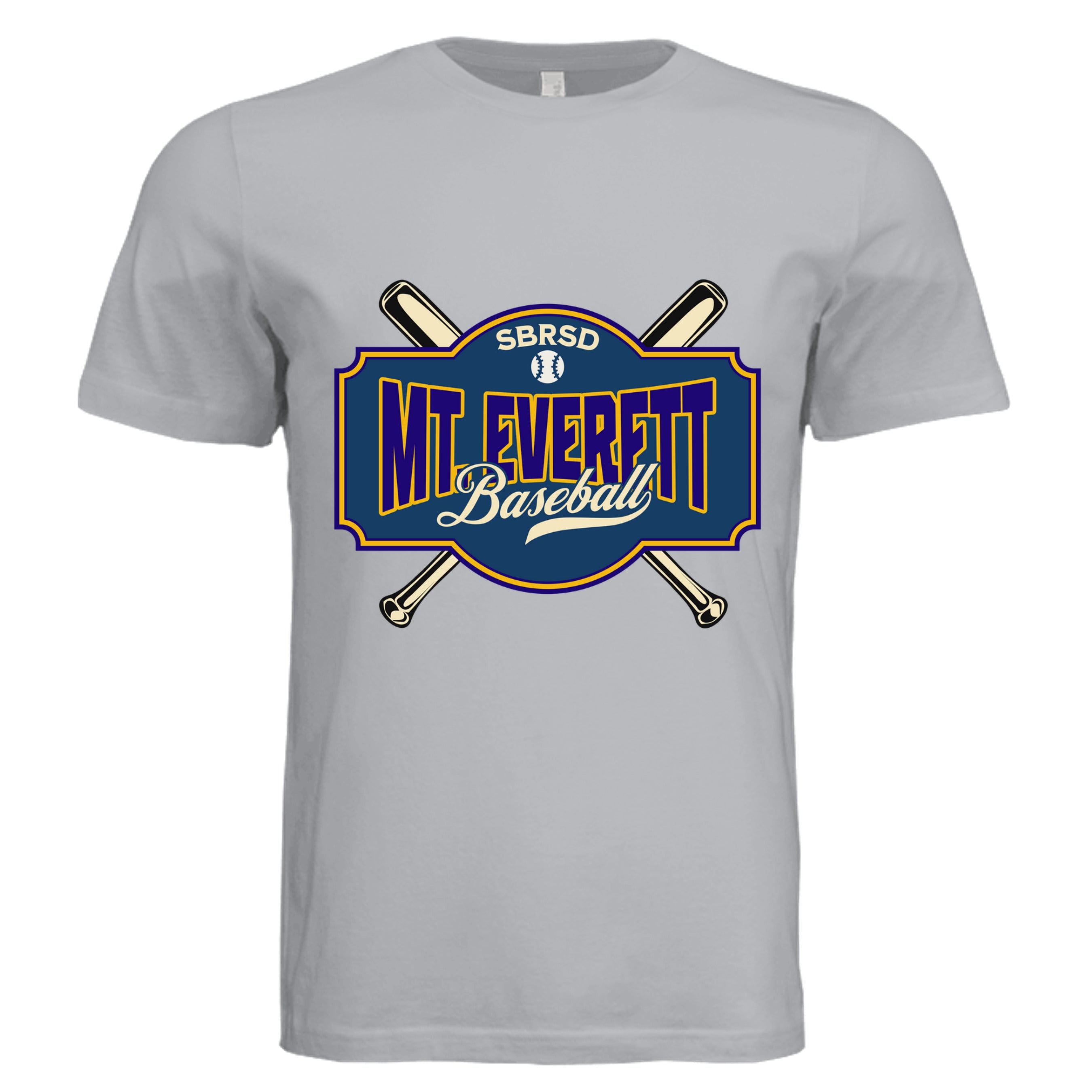 Solid Athletic Grey - 3001C - FRONT-Mt Everett Eagles Baseball adult graphic t-shirt  — school spirit apparel by Stu Borncat Creations
