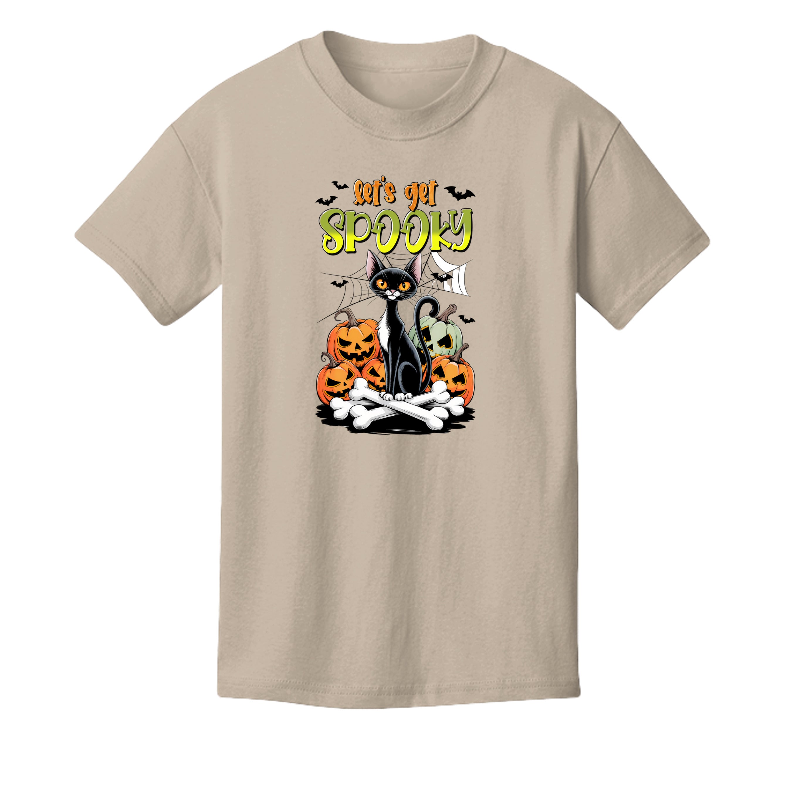 Toast - 3001Y - FRONT- Let's Get Spooky Halloween kids graphic tee — spooky season DTF print by Stu Borncat Creations