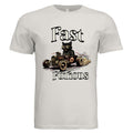 Vintage White - 3001C - FRONT — Fast and Furrious cat lovers graphic t-shirt — custom DTF print by Stu Borncat Creations