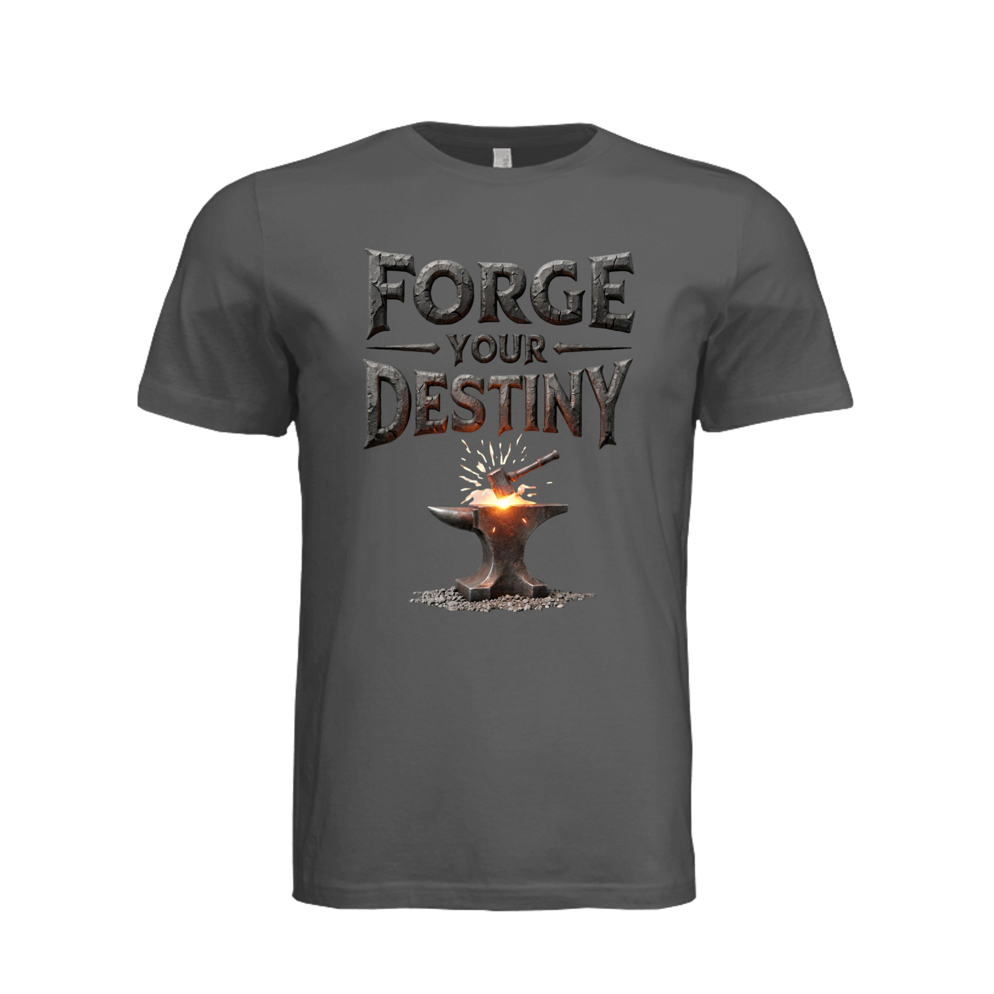 ndm:1344299- Asphalt- Front- Forge Your Destiny motivational graphic t-shirt — custom DTF print by Stu Borncat Creations, Berkshire County MA