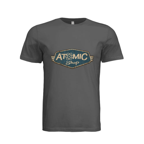ndm:1344659-Asphalt- Front- Atomic Shop custom graphic t-shirt — DTF print adult tee by Stu Borncat Creations, Berkshire County MA