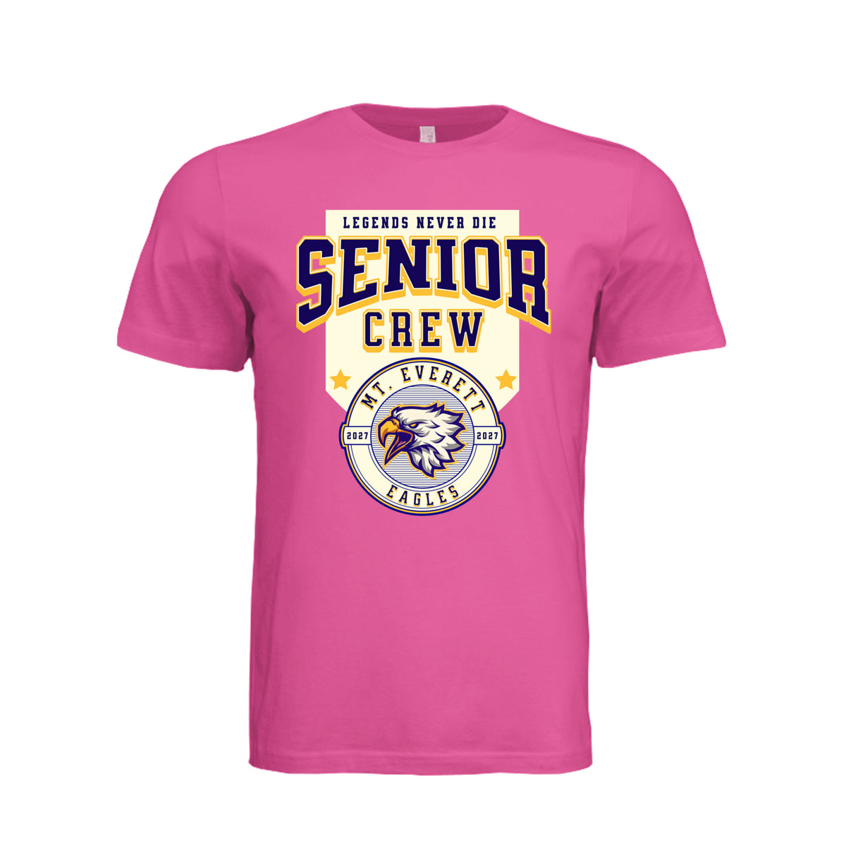 ndm:1346157- Charity Pink- Mt Everett Eagles Senior Crew graphic t-shirt — school spirit apparel by Stu Borncat Creations