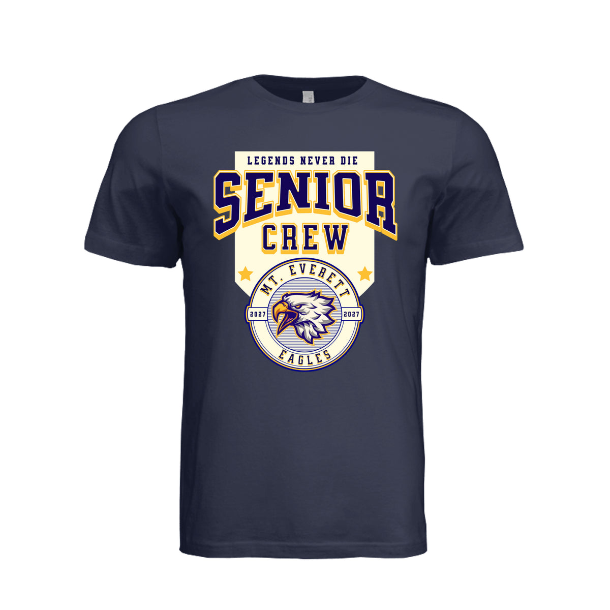 ndm:1346161- Navy- Mt Everett Eagles Senior Crew graphic t-shirt — school spirit apparel by Stu Borncat Creations