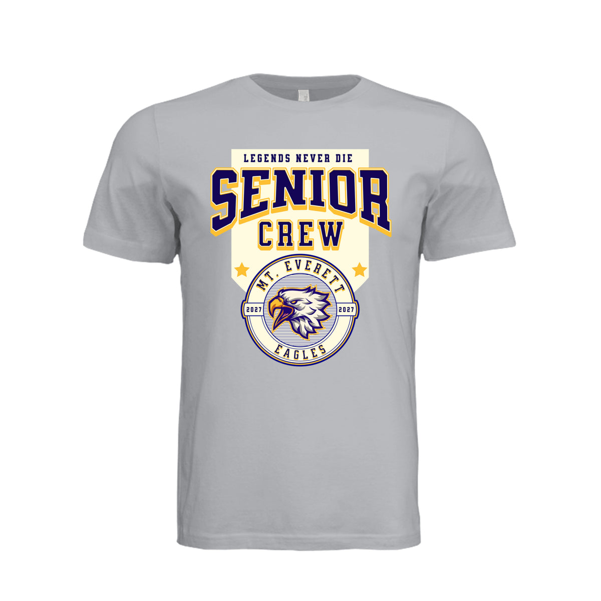 ndm:1346163- Grey- Mt Everett Eagles Senior Crew graphic t-shirt — school spirit apparel by Stu Borncat Creations