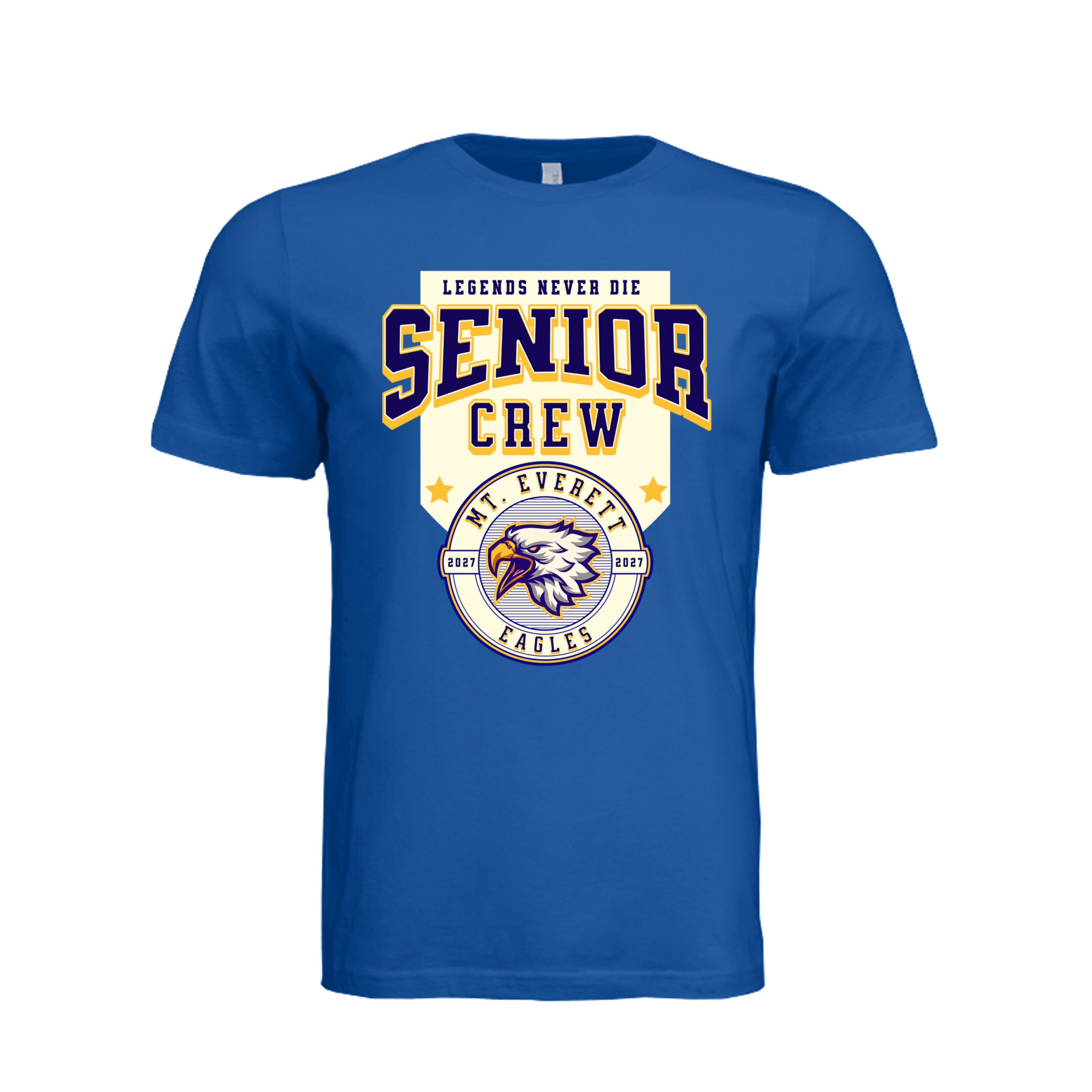 ndm:1346165- Royal- Mt Everett Eagles Senior Crew graphic t-shirt — school spirit apparel by Stu Borncat Creations