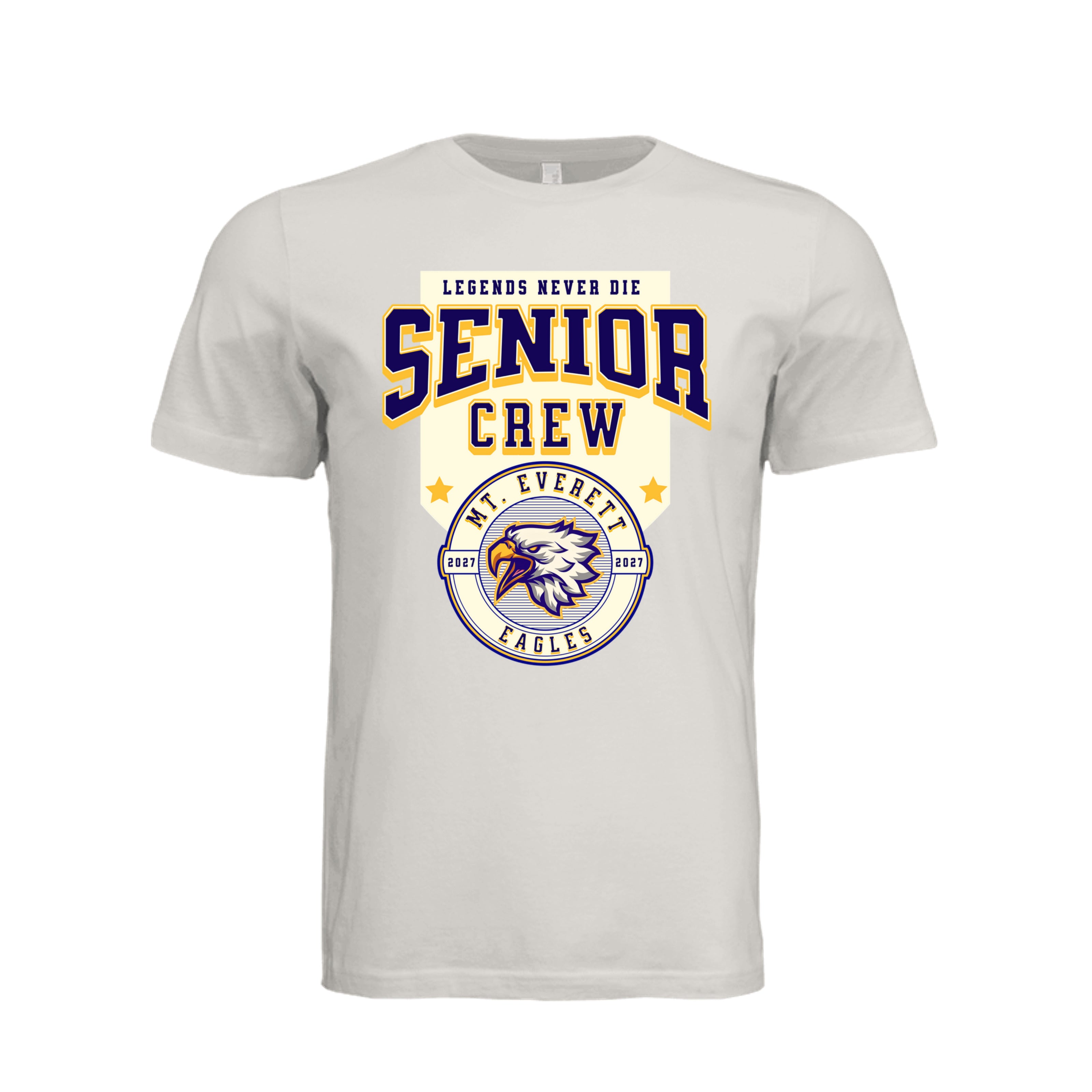 ndm:1346167- Vintage White- Mt Everett Eagles Senior Crew graphic t-shirt — school spirit apparel by Stu Borncat Creations