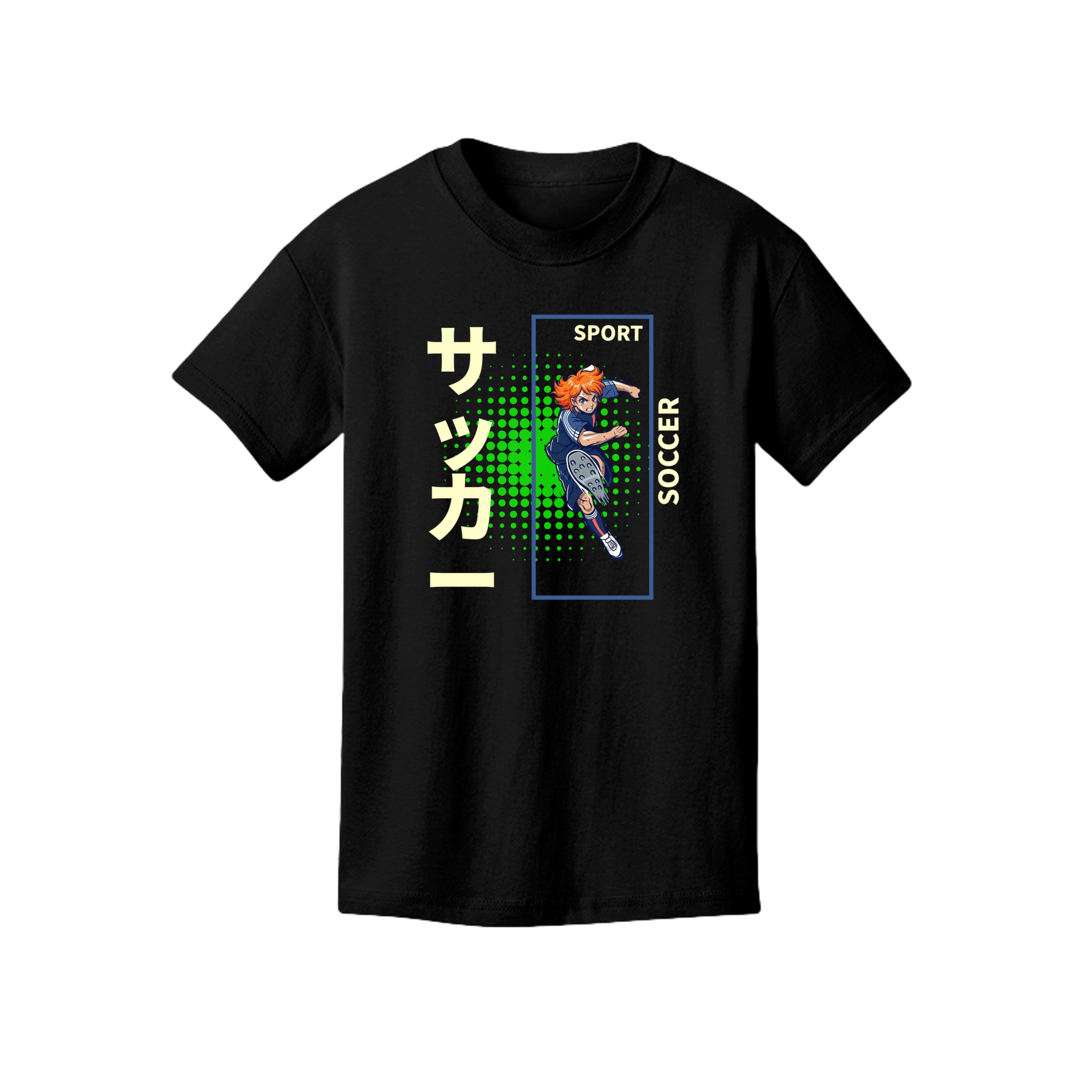 ndm:1348786- Black-  Sport soccer girl kids graphic t-shirt — custom DTF print by Stu Borncat Creations