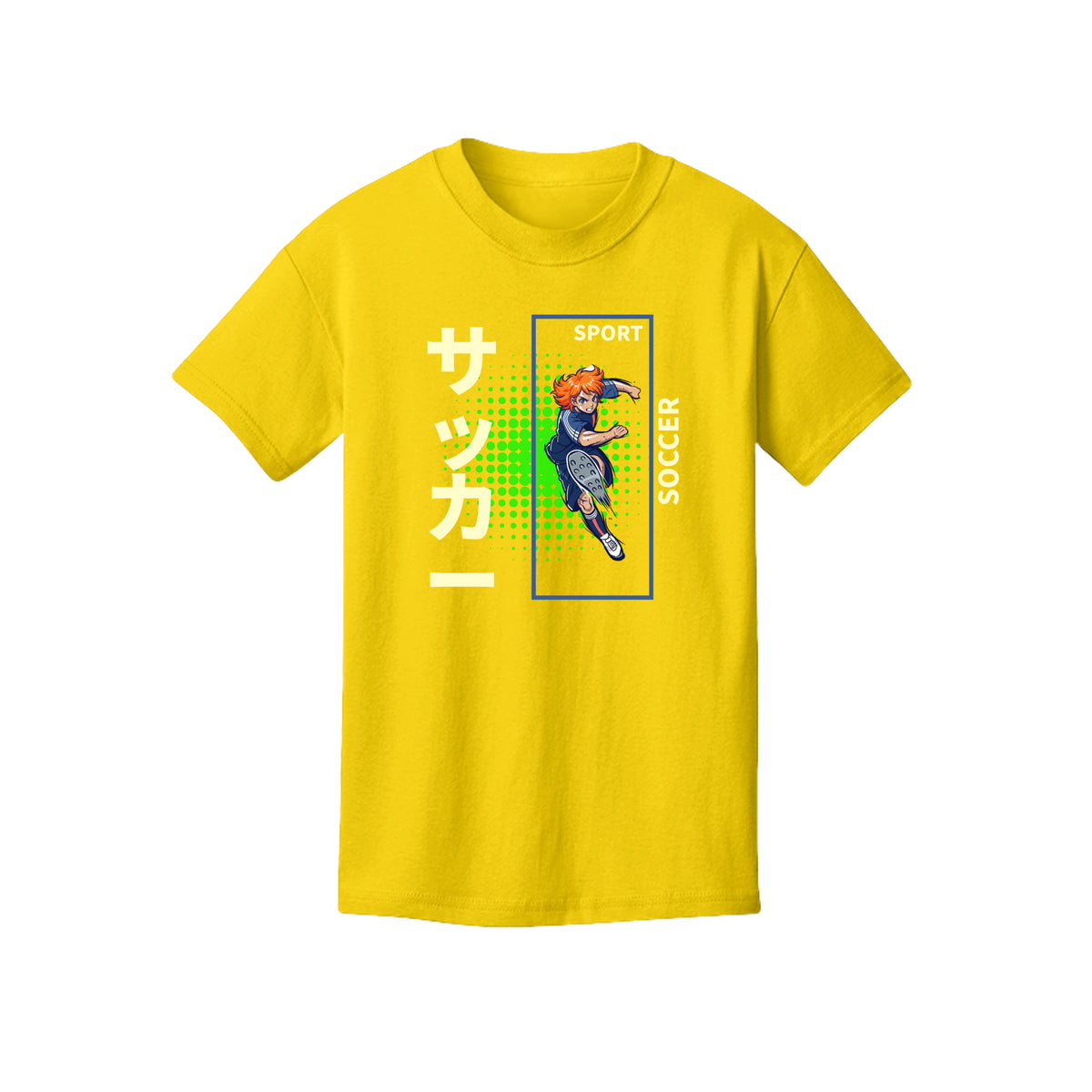ndm:1348790- Gold-  Sport soccer girl kids graphic t-shirt — custom DTF print by Stu Borncat Creations
