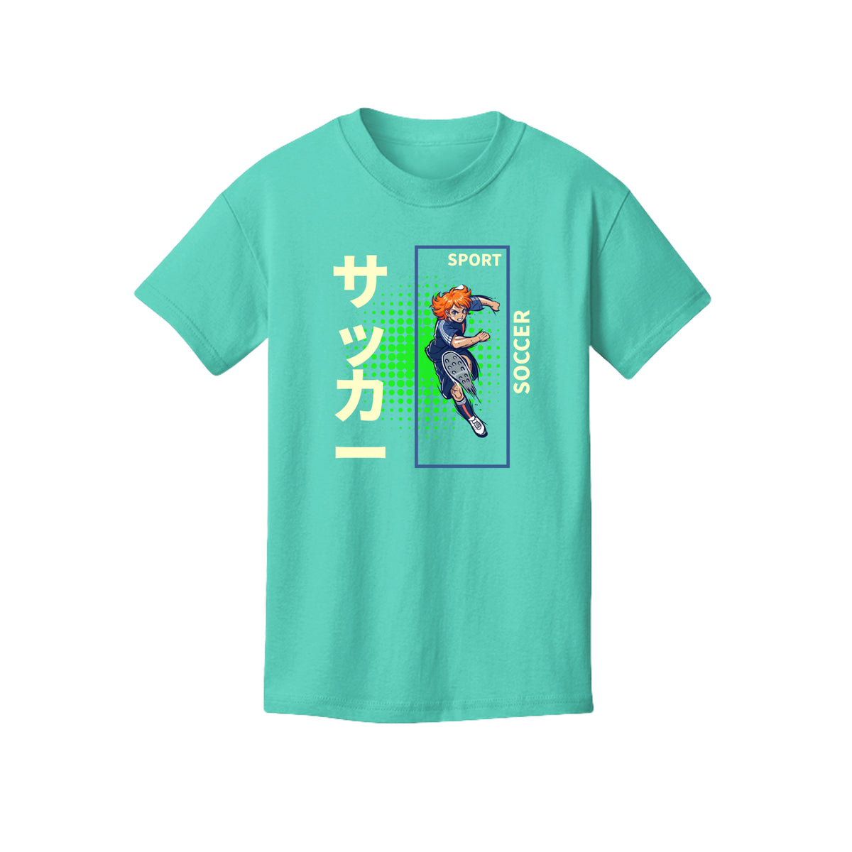 ndm:1348792- Teal-  Sport soccer girl kids graphic t-shirt — custom DTF print by Stu Borncat Creations