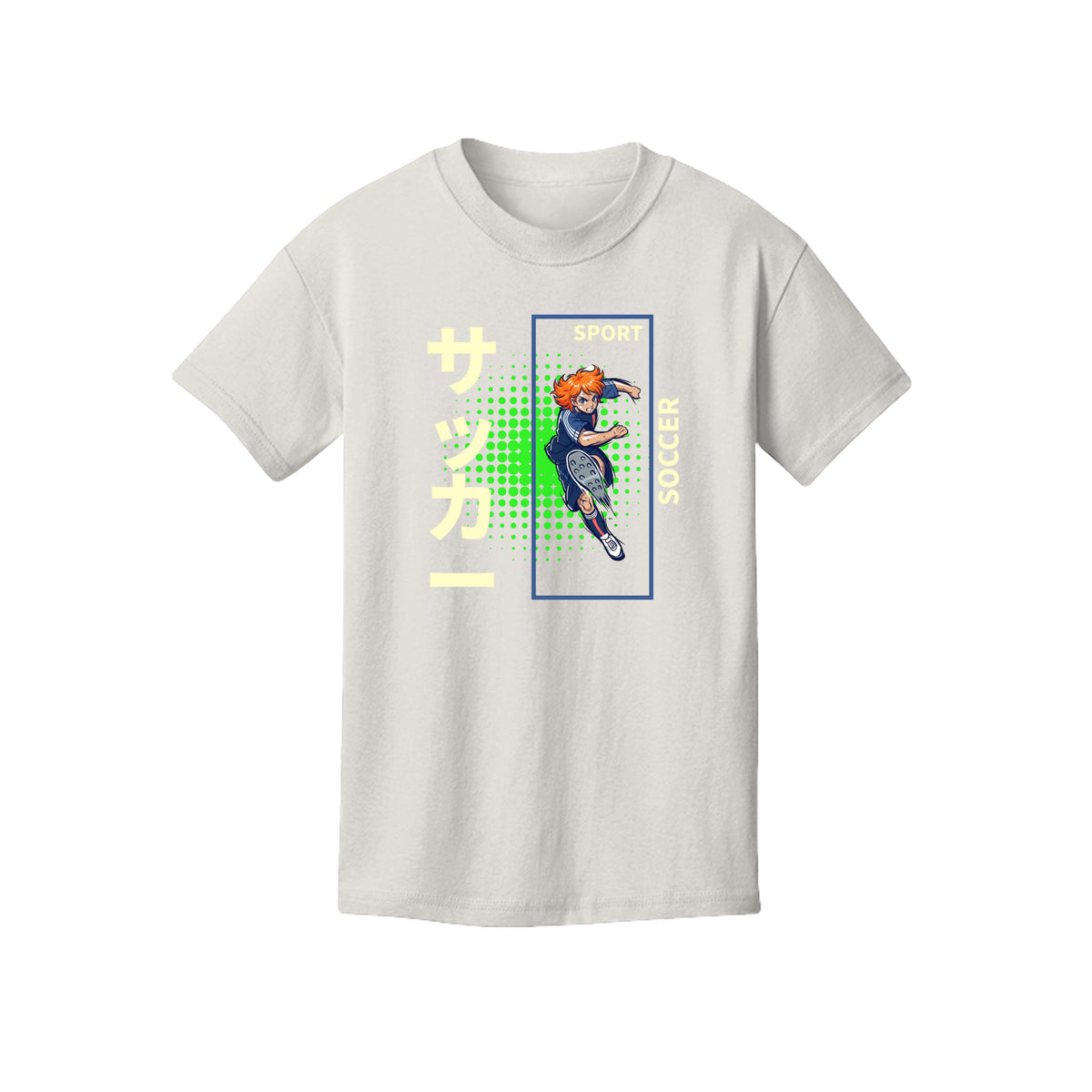 ndm:1348796- White-  Sport soccer girl kids graphic t-shirt — custom DTF print by Stu Borncat Creations