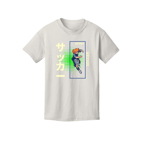 ndm:1348796- White-  Sport soccer girl kids graphic t-shirt — custom DTF print by Stu Borncat Creations