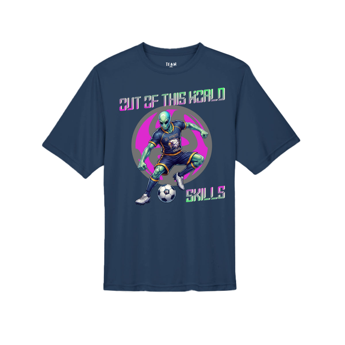 ndm:1349548- Navy- Mt Everett Eagles Out of This World adult graphic t-shirt — school spirit apparel by Stu Borncat Creations