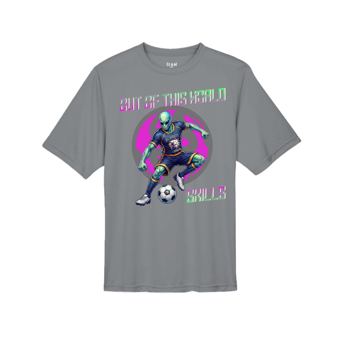 ndm:1349550- Grey- Mt Everett Eagles Out of This World adult graphic t-shirt — school spirit apparel by Stu Borncat Creations
