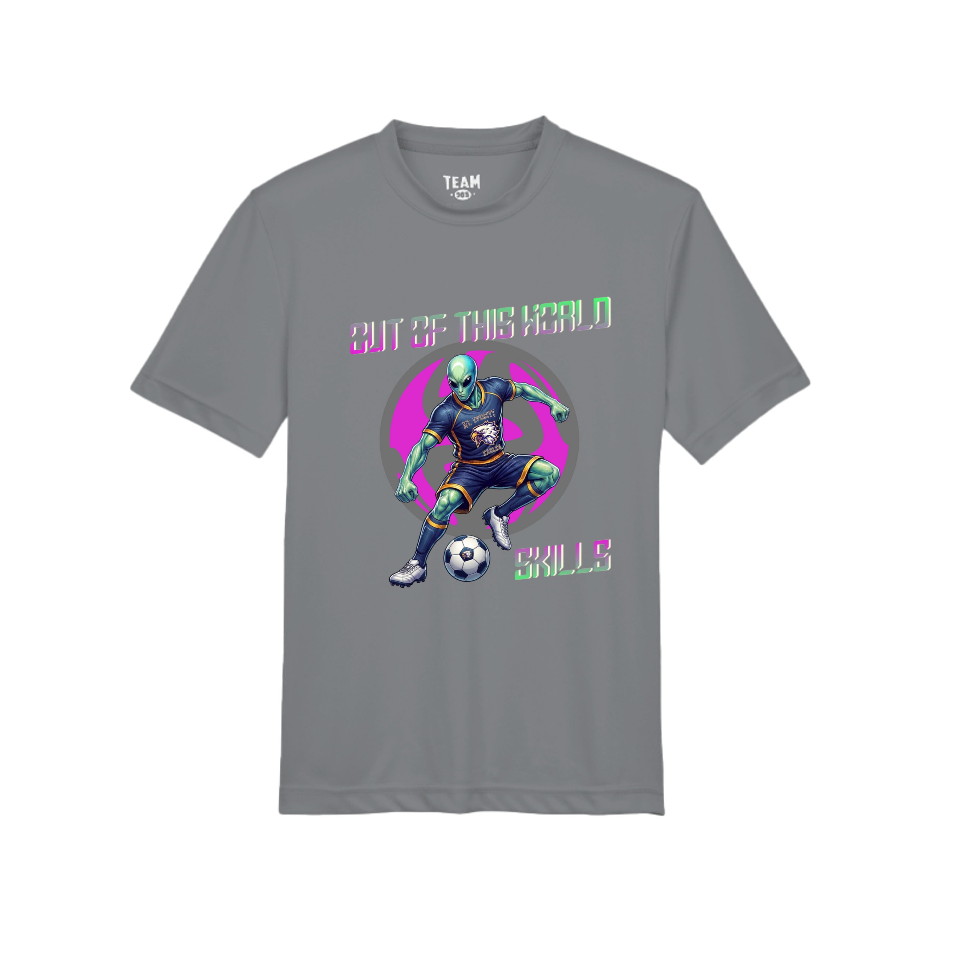 ndm:1349772- Grey- Mt Everett Eagles Out of This World kids graphic t-shirt — school spirit apparel by Stu Borncat Creations,
