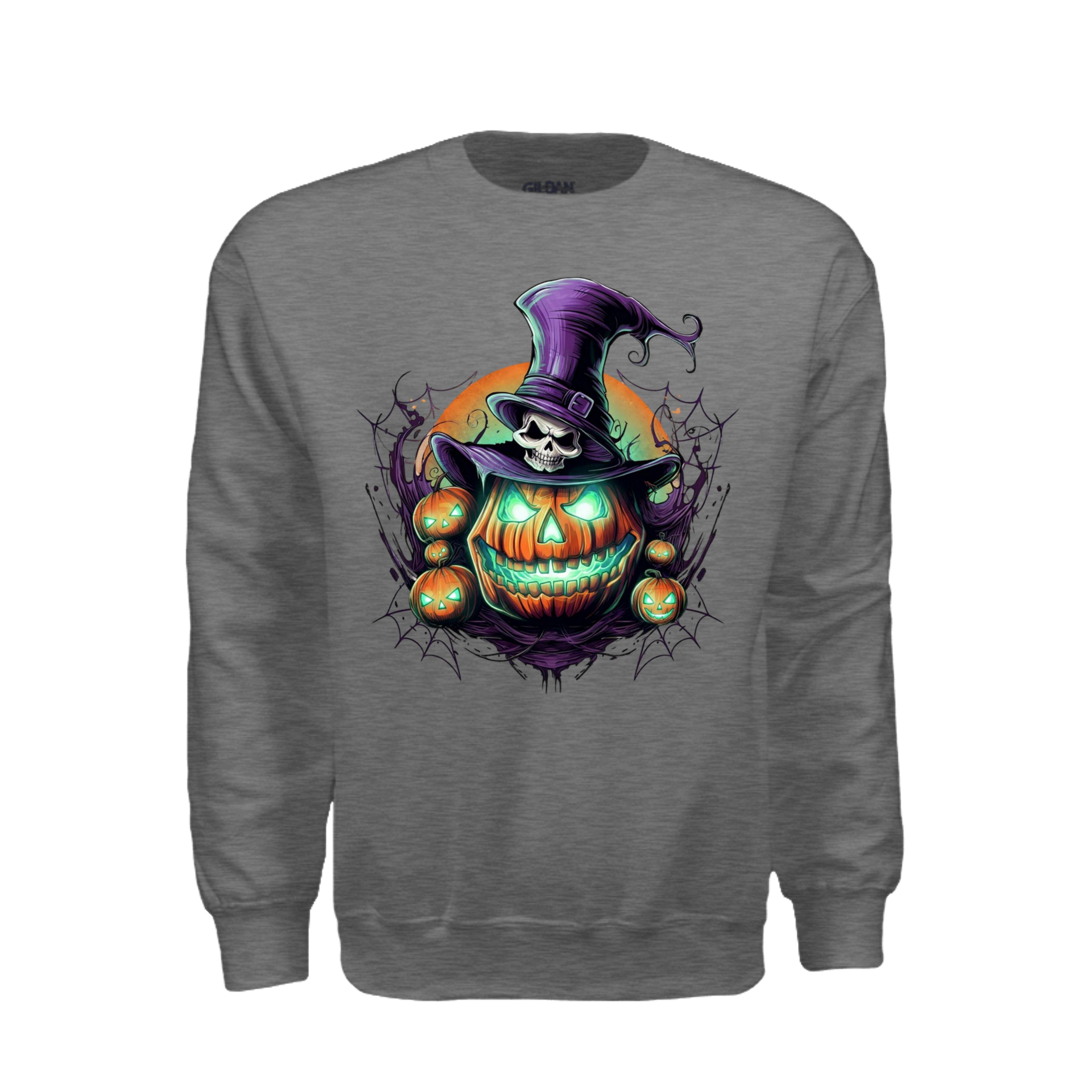 ndm:1424897 — Spooky graphic Halloween adult crewneck sweatshirt — spooky season apparel by Stu Borncat Creations