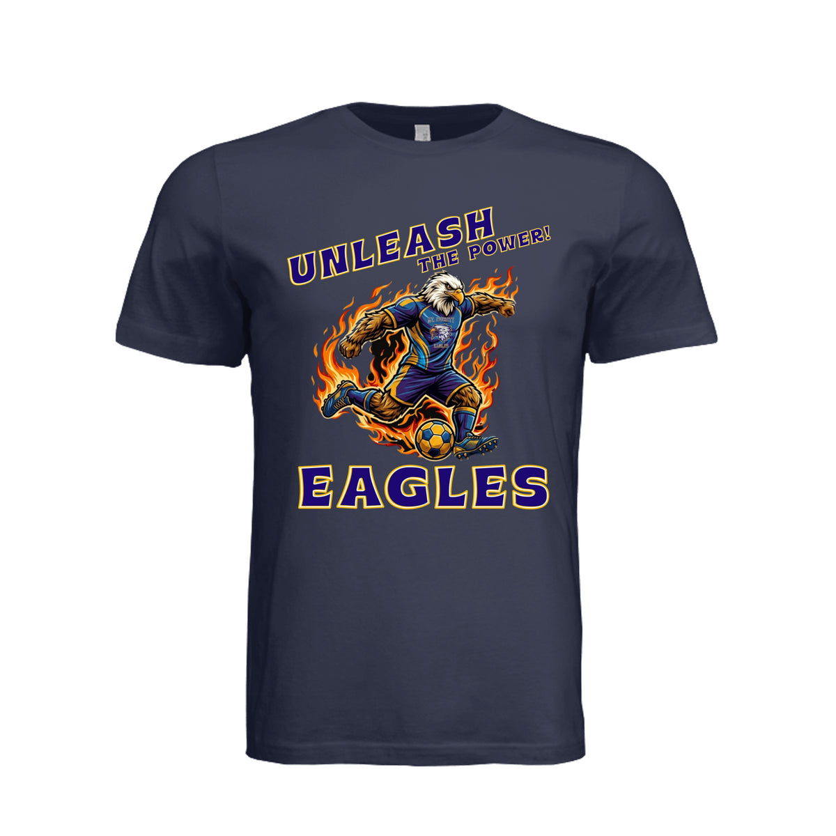 ndm:1425962 — Mt Eagles Unleash the Power adult graphic t-shirt — school spirit apparel by Stu Borncat Creations