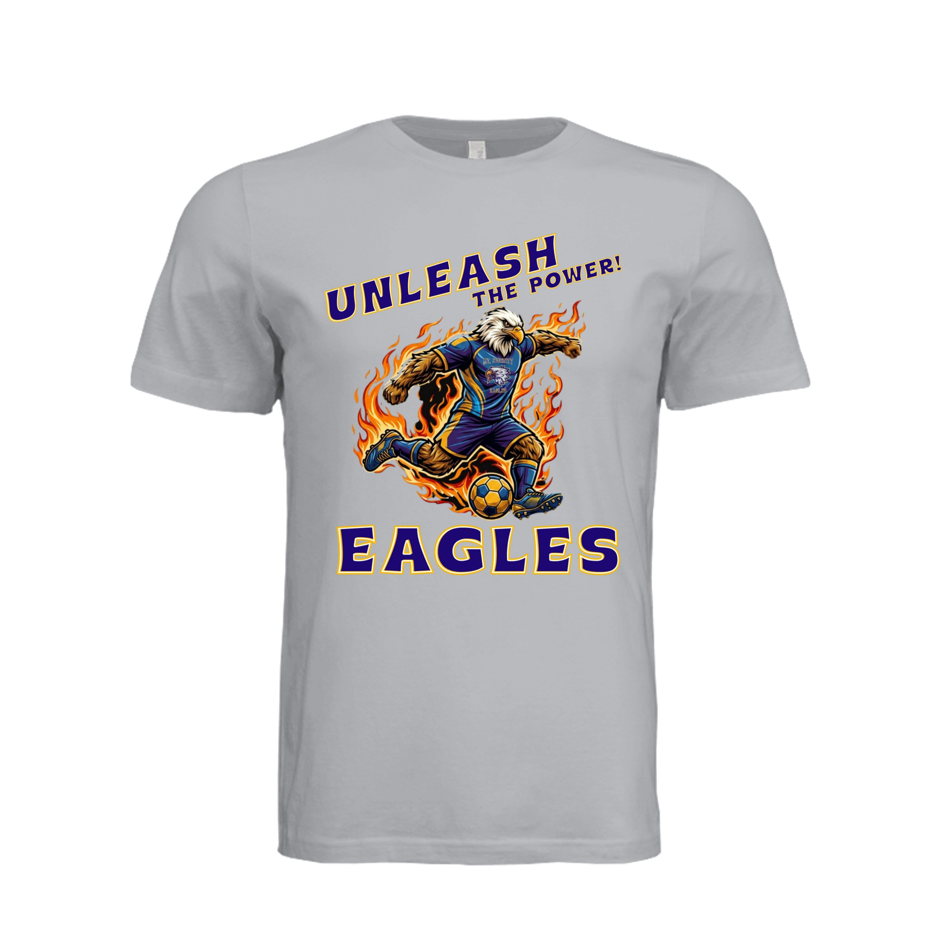 ndm:1425964 — Mt Eagles Unleash the Power adult graphic t-shirt — school spirit apparel by Stu Borncat Creations