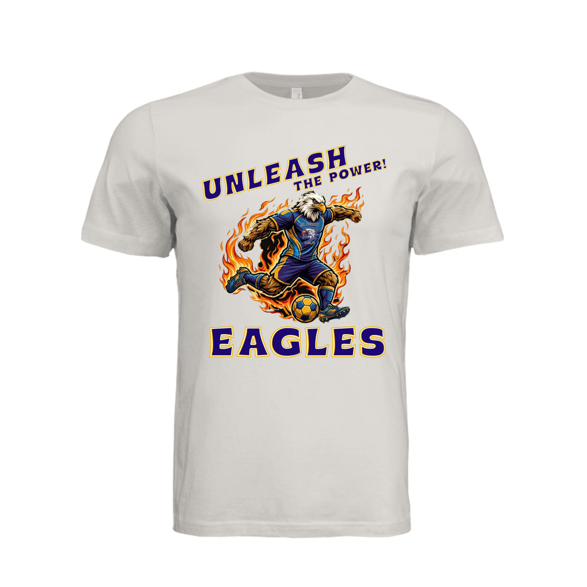 ndm:1425966 — Mt Eagles Unleash the Power adult graphic t-shirt — school spirit apparel by Stu Borncat Creations