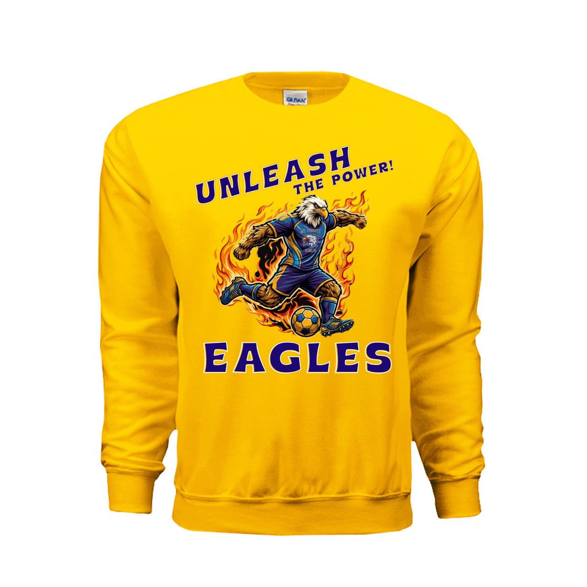 ndm:1427105 — Mt Eagles Unleash the Power adult crewneck sweatshirt — school spirit apparel by Stu Borncat Creations