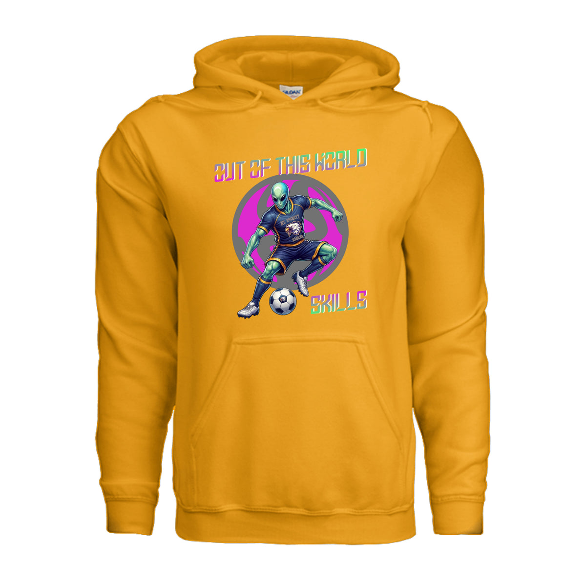 ndm:1428308 — Mt Eagles Out of This World Alien Invasion adult hoodie — school spirit apparel by Stu Borncat Creations