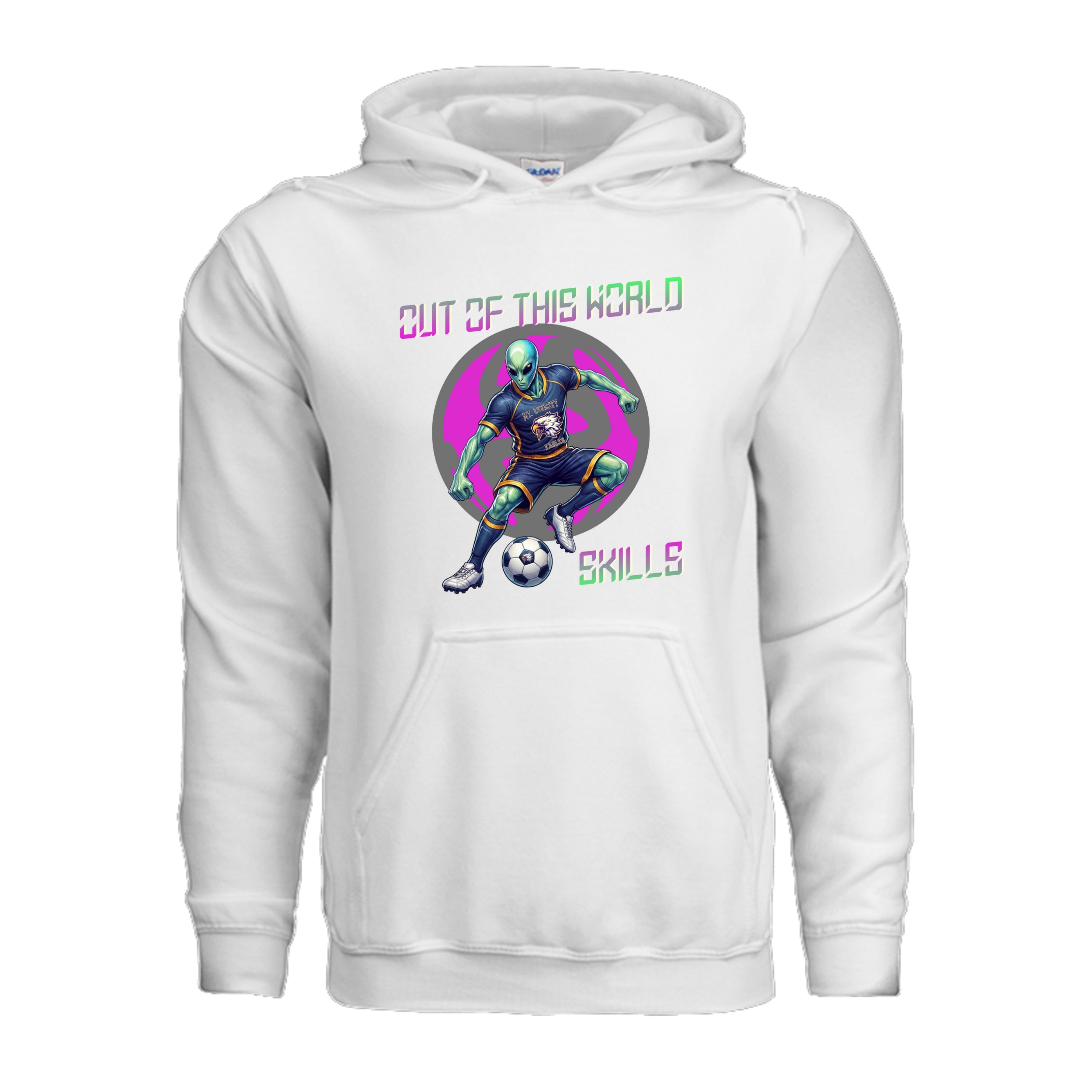 ndm:1428317 — Mt Eagles Out of This World Alien Invasion adult hoodie — school spirit apparel by Stu Borncat Creations