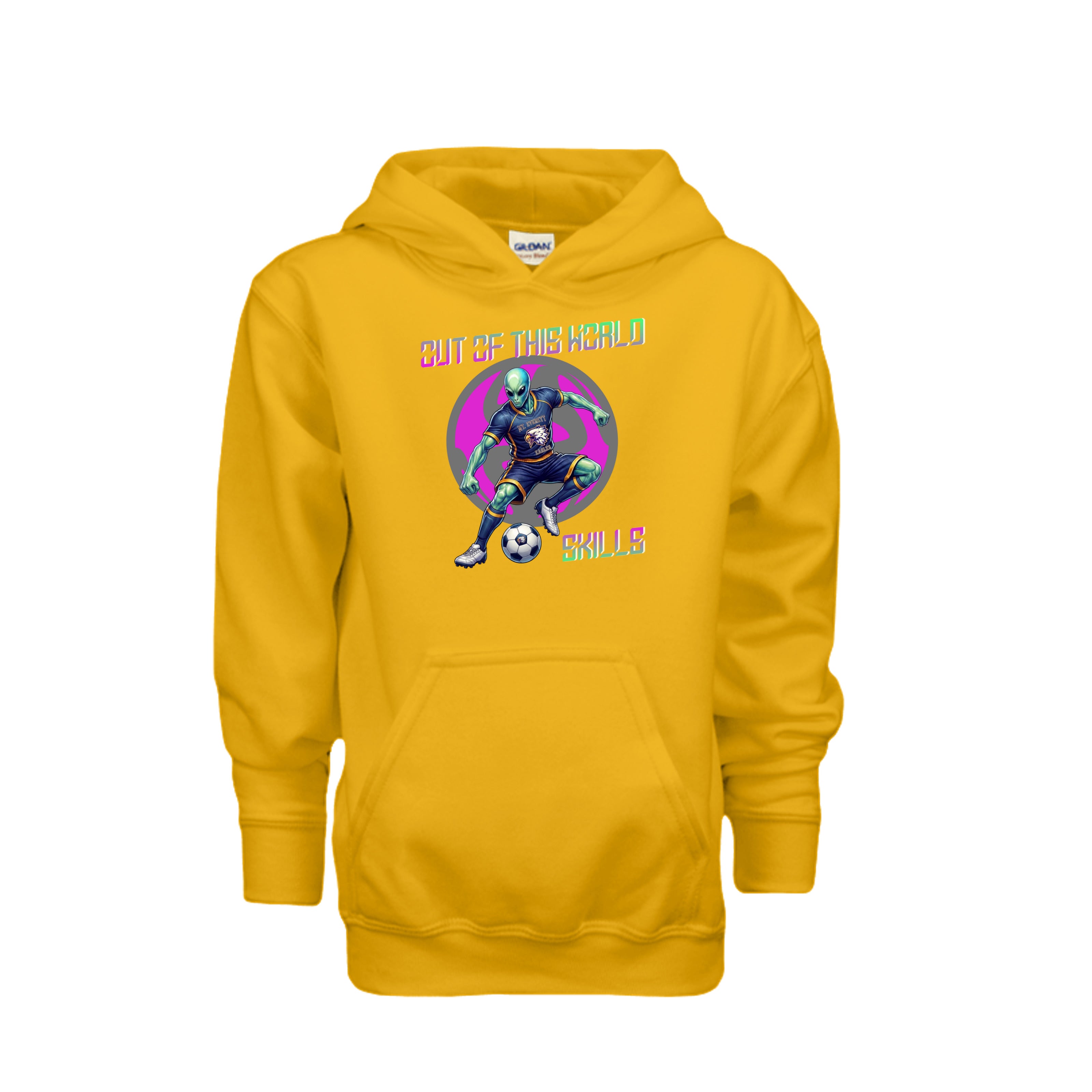 ndm:1429201 — Mt Eagles Out of This World Alien Invasion kids hoodie — school spirit apparel by Stu Borncat Creations
