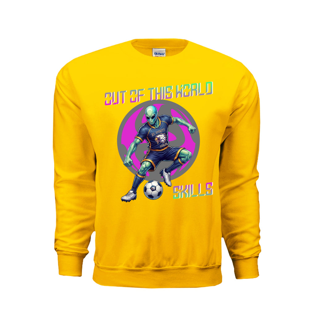 ndm:1430597  — Mt Eagles Out of This World Alien Invasion adult crewneck sweatshirt — school spirit apparel by Stu Borncat Creations