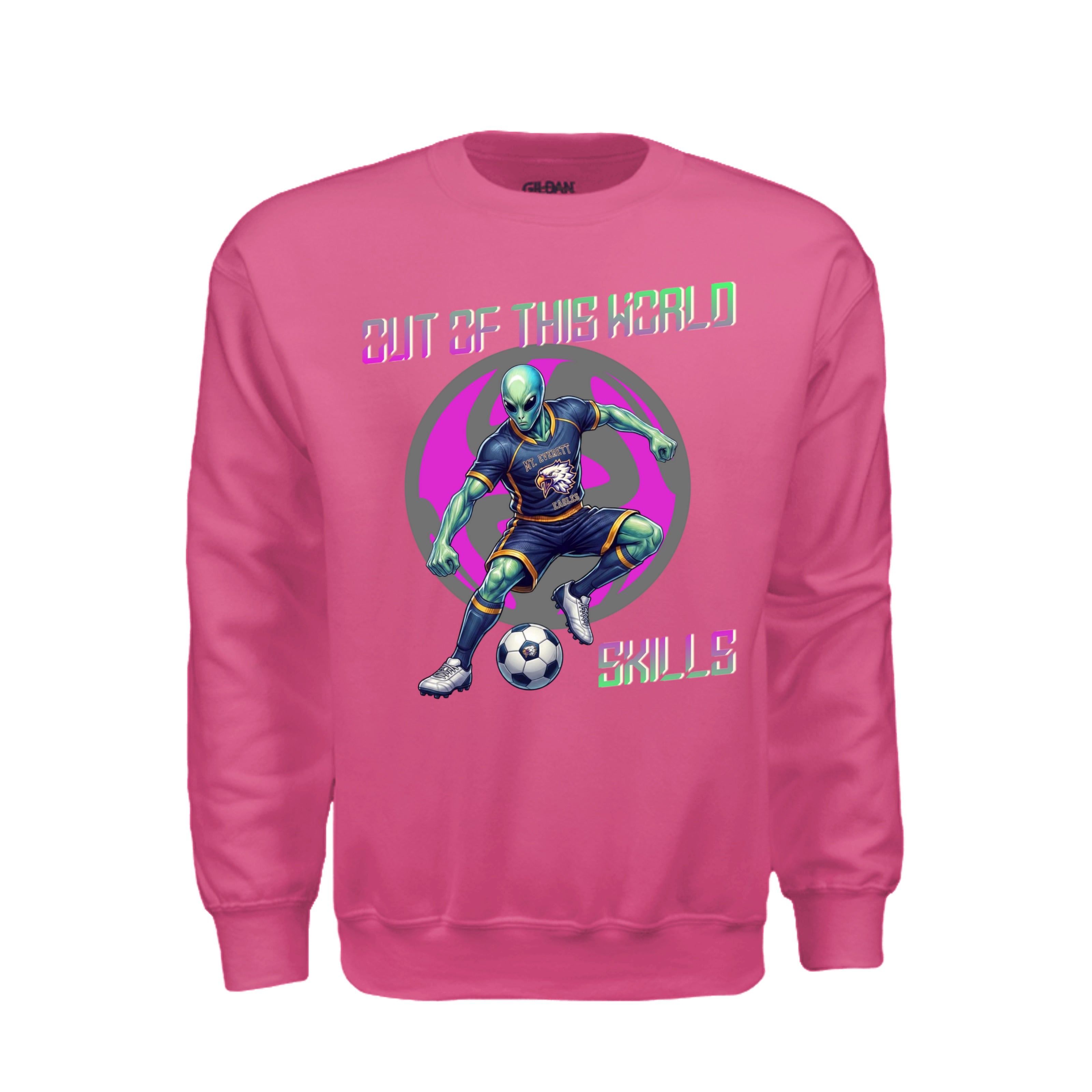 ndm:1430600  — Mt Eagles Out of This World Alien Invasion adult crewneck sweatshirt — school spirit apparel by Stu Borncat Creations