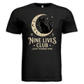 ndm:152750  — Nine Lives Club Lucky #9 cat lovers graphic t-shirt — custom DTF print by Stu Borncat Creations