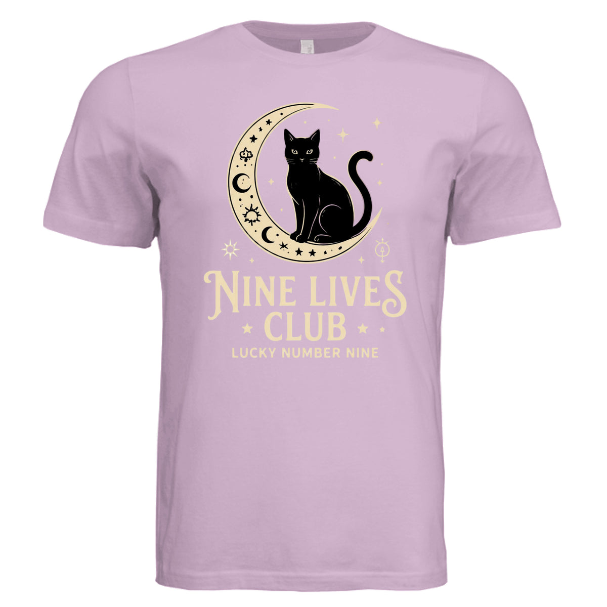 ndm:152752  — Nine Lives Club Lucky #9 cat lovers graphic t-shirt — custom DTF print by Stu Borncat Creations