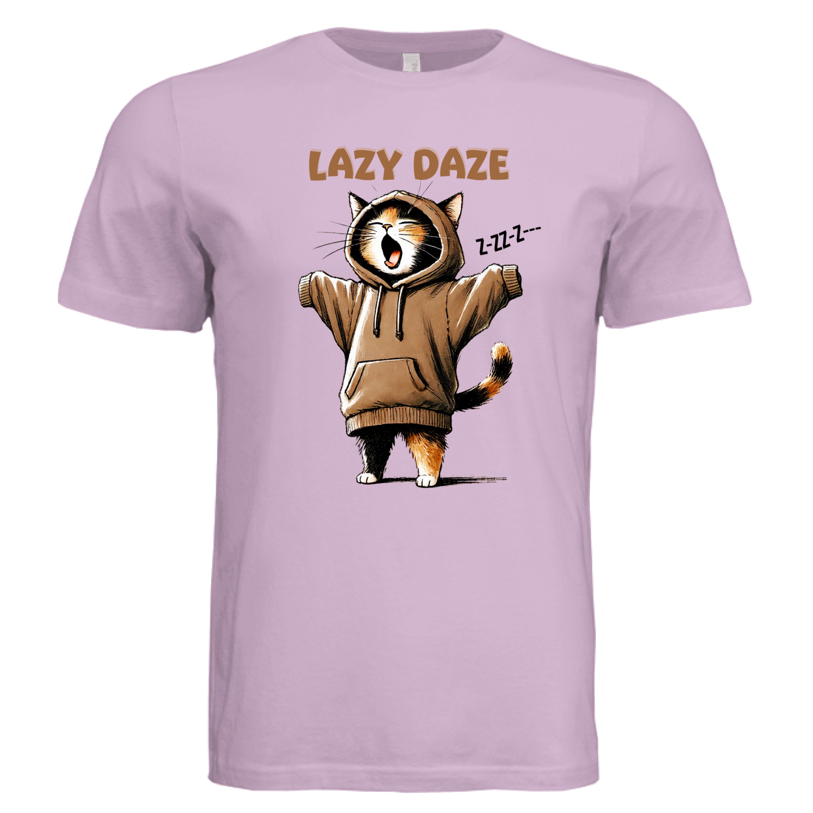ndm:153942 — Lazy Daze cat lovers graphic t-shirt — custom DTF print by Stu Borncat Creations