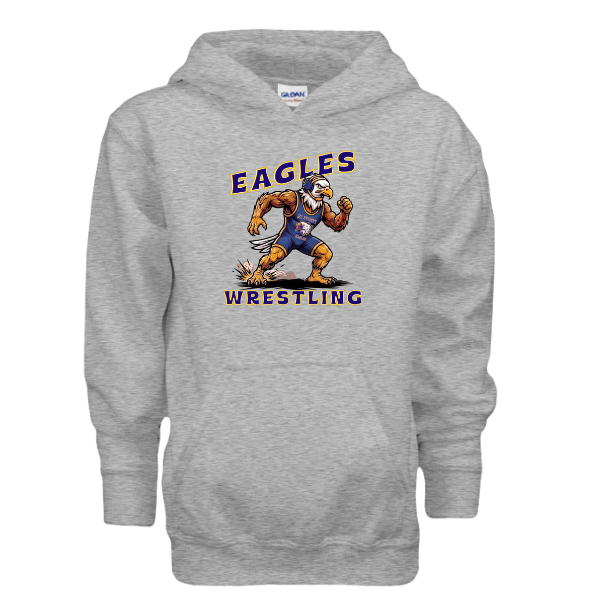 ndm:154172-Mt Everett Eagles Wrestling kids hoodie — school spirit apparel by Stu Borncat Creations