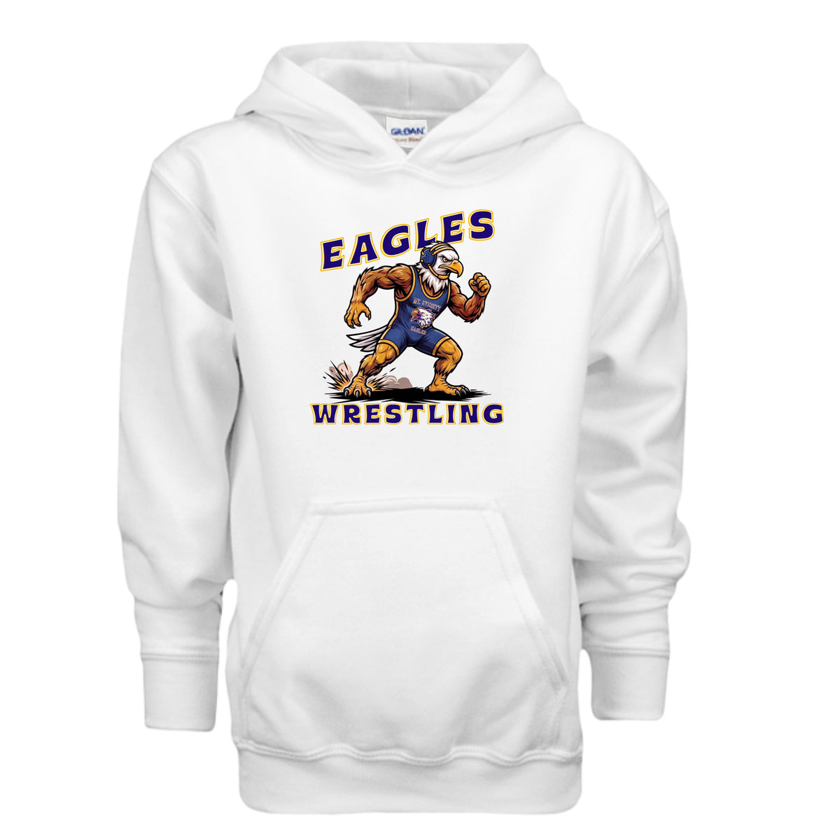 ndm:154175-Mt Everett Eagles Wrestling kids hoodie — school spirit apparel by Stu Borncat Creations