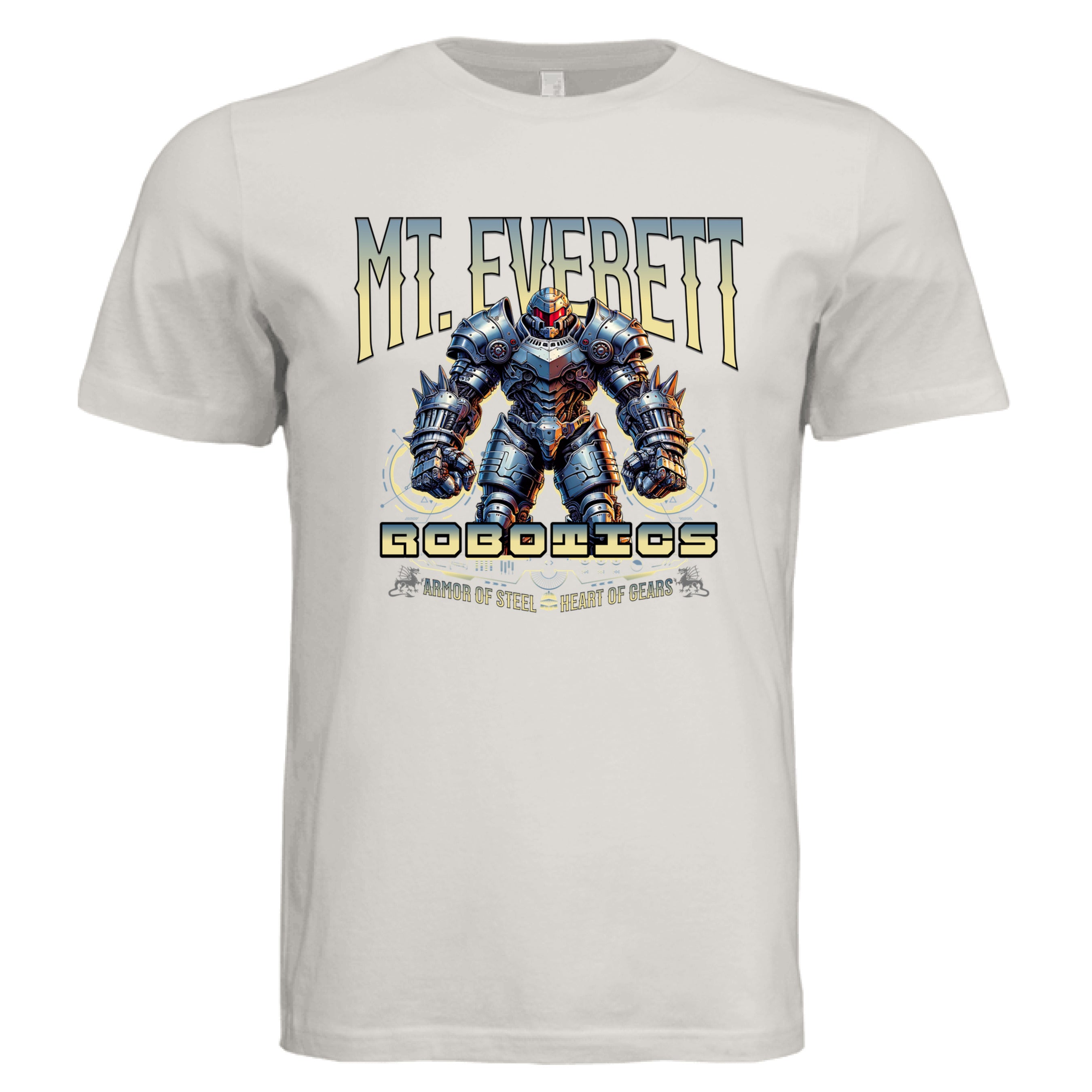 ndm:154341-Mt Everett Eagles Robotics adult graphic t-shirt in Vintage White — school spirit apparel by Stu Borncat Creations