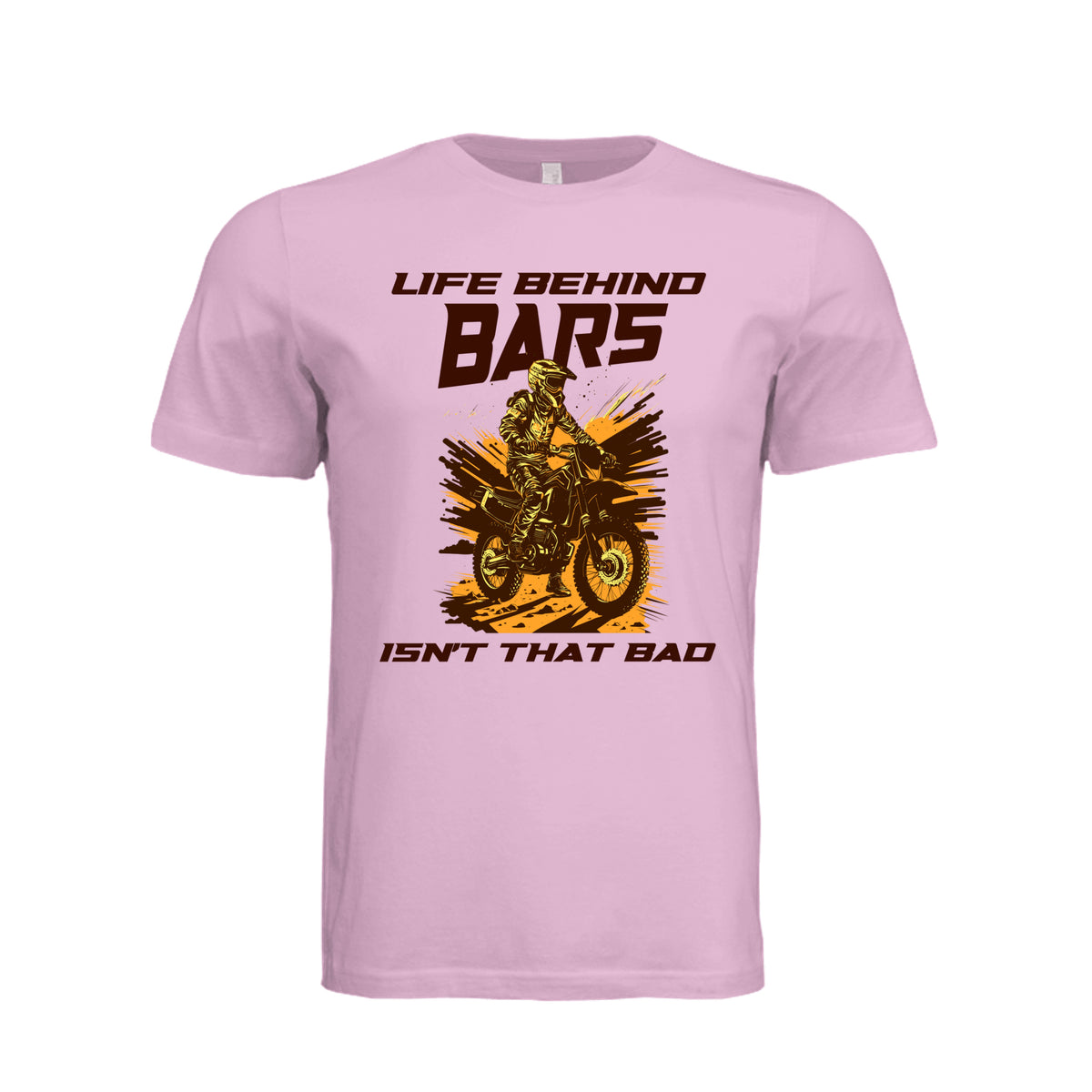 ndm:1590658  — Life Behind Bars biker graphic adult t-shirt — custom DTF print by Stu Borncat Creations