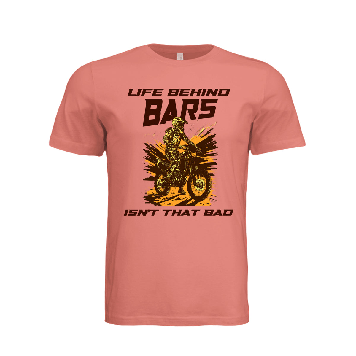 ndm:1590664  — Life Behind Bars biker graphic adult t-shirt — custom DTF print by Stu Borncat Creations