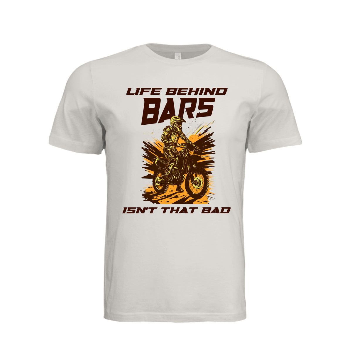 ndm:1590670  — Life Behind Bars biker graphic adult t-shirt — custom DTF print by Stu Borncat Creations