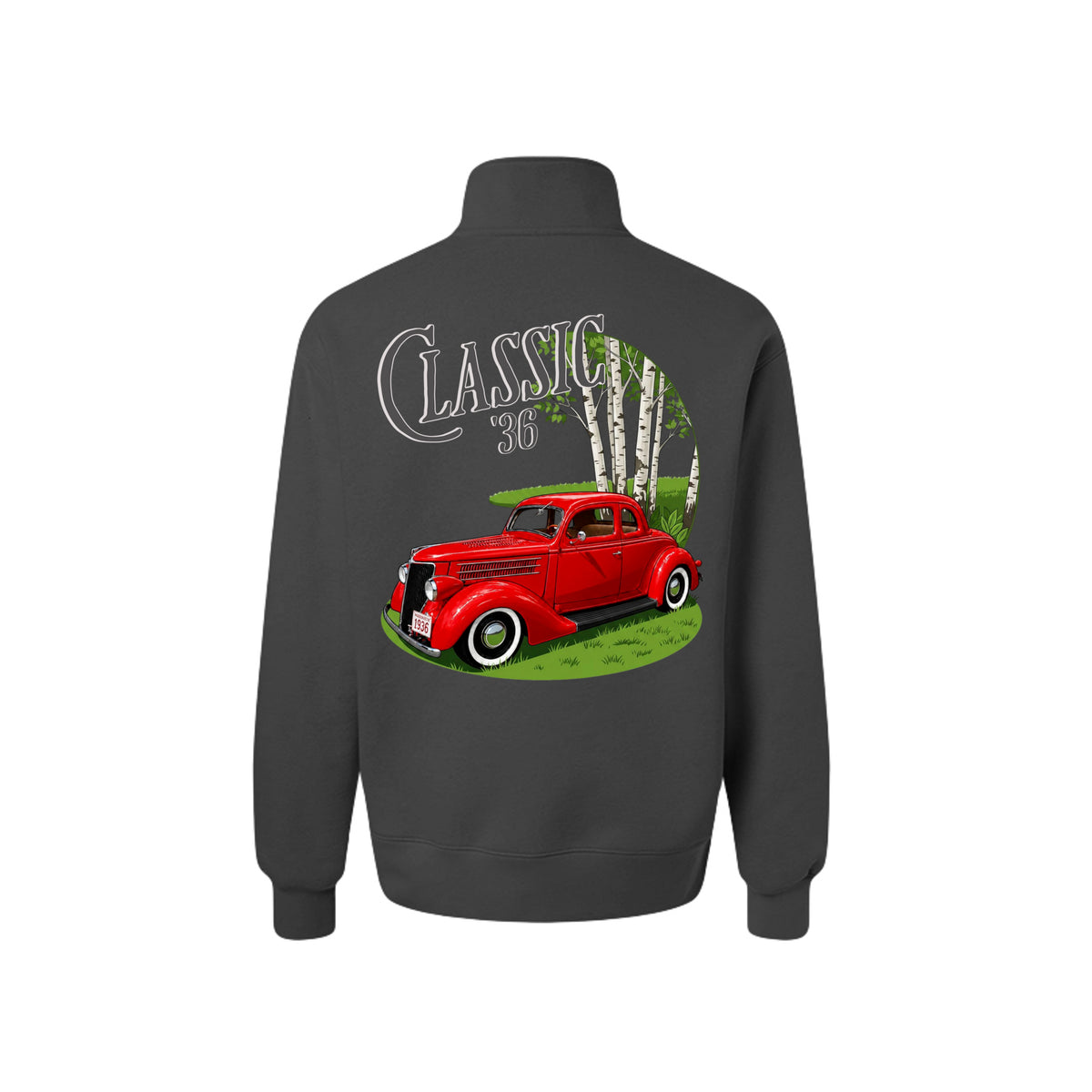ndm:1617301  — Classic 36 car lovers adult quarter zip sweatshirt — custom graphic print by Stu Borncat Creations