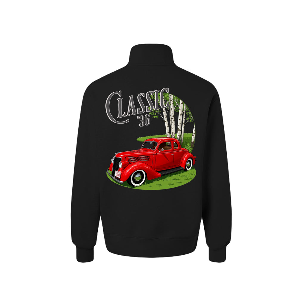 ndm:1617303  — Classic 36 car lovers adult quarter zip sweatshirt — custom graphic print by Stu Borncat Creations