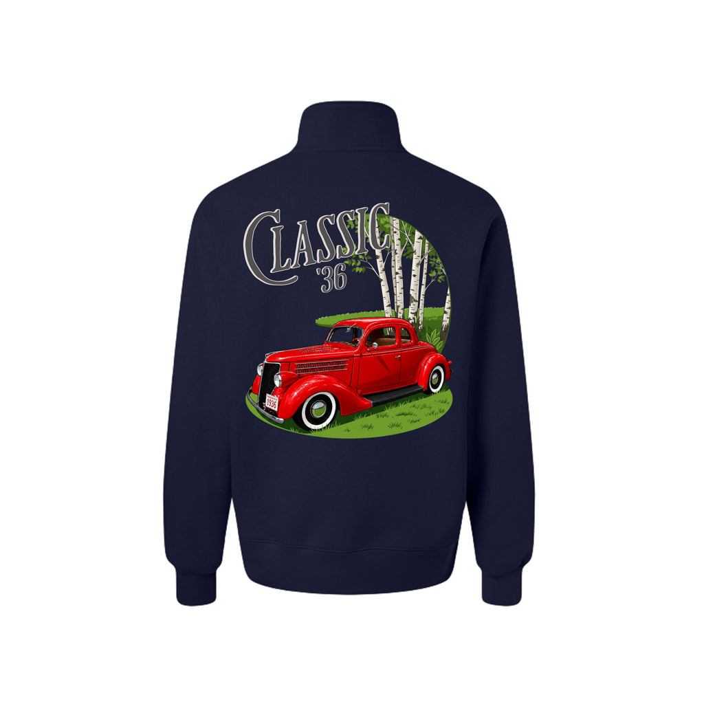 ndm:1617307  — Classic 36 car lovers adult quarter zip sweatshirt — custom graphic print by Stu Borncat Creations
