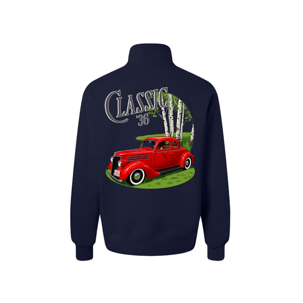 ndm:1617307  — Classic 36 car lovers adult quarter zip sweatshirt — custom graphic print by Stu Borncat Creations
