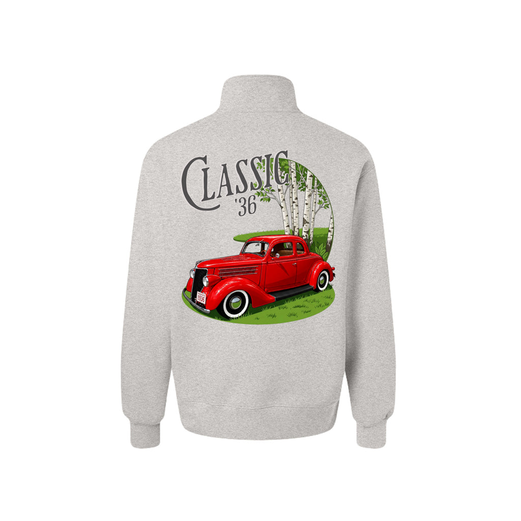 ndm:1617309  — Classic 36 car lovers adult quarter zip sweatshirt — custom graphic print by Stu Borncat Creations