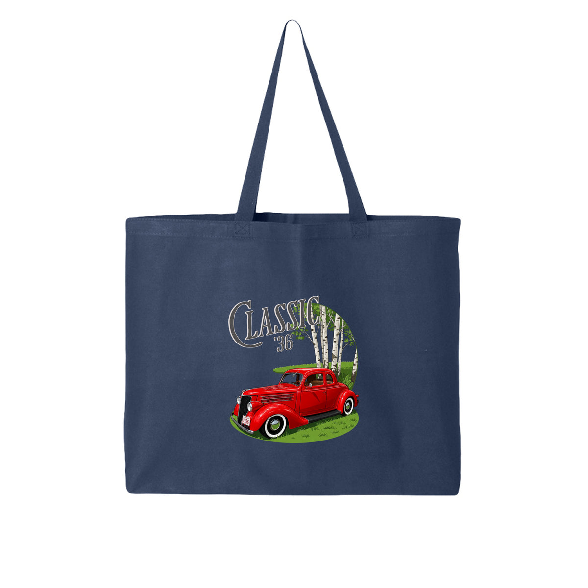 ndm:1749182-Classic 36 graphic jumbo 25-liter tote bag for car lovers by Stu Borncat Creations
